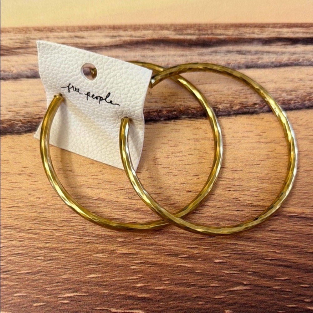 Free People Gold Tone Oversized Hoop Earrings